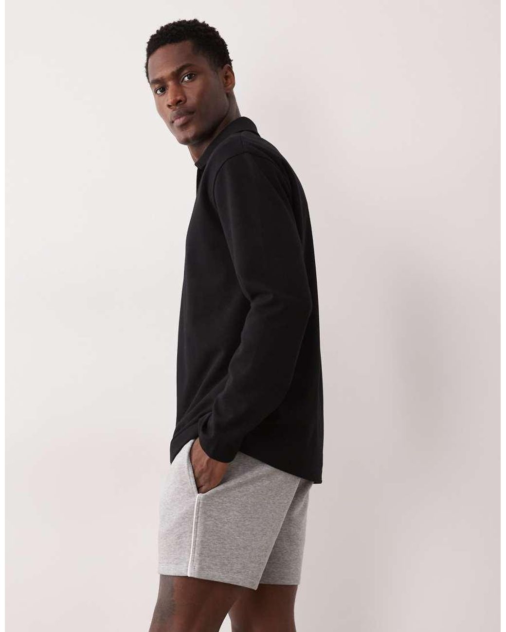 ASOS Black Slim Fit Shorter Jersey Shorts With Contrast Side Piping for men
