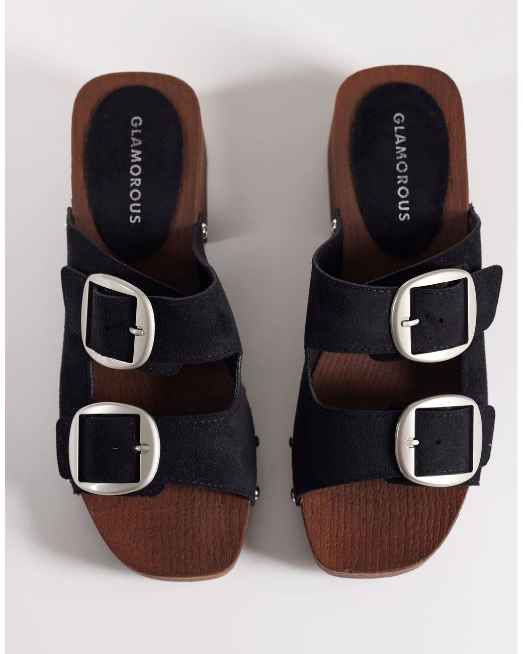 Glamorous Black – clogs aus wildlederimitat