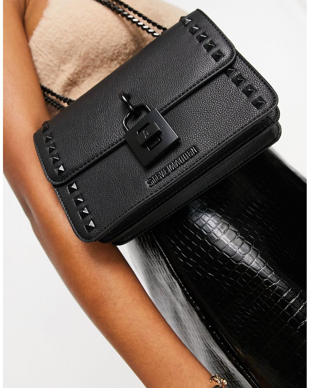Steve Madden Baspenn Studded Chain Cross Body Bag in Black Lyst Australia