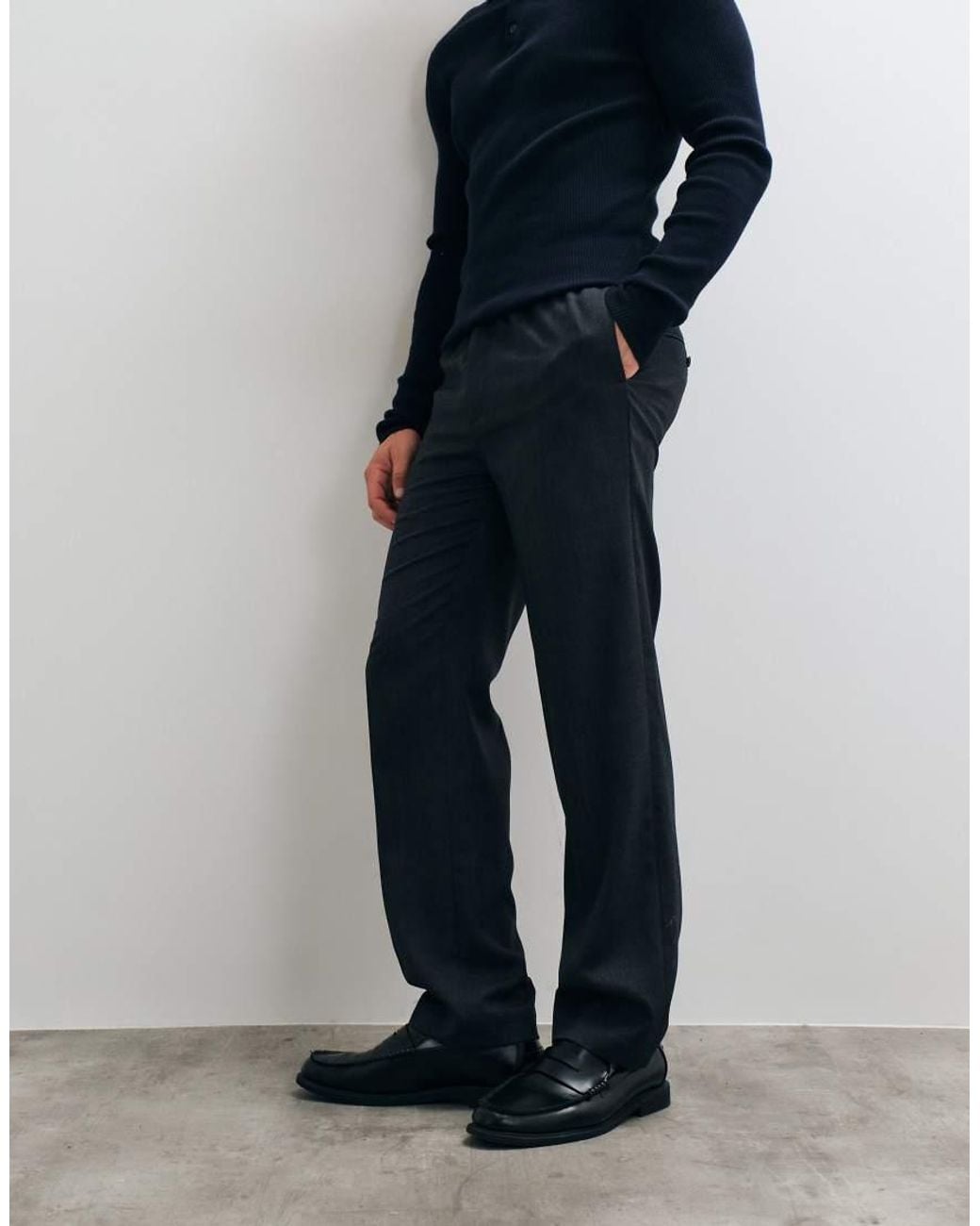 ARKET Blue Wool Blend Pull On Straight Leg Trousers for men