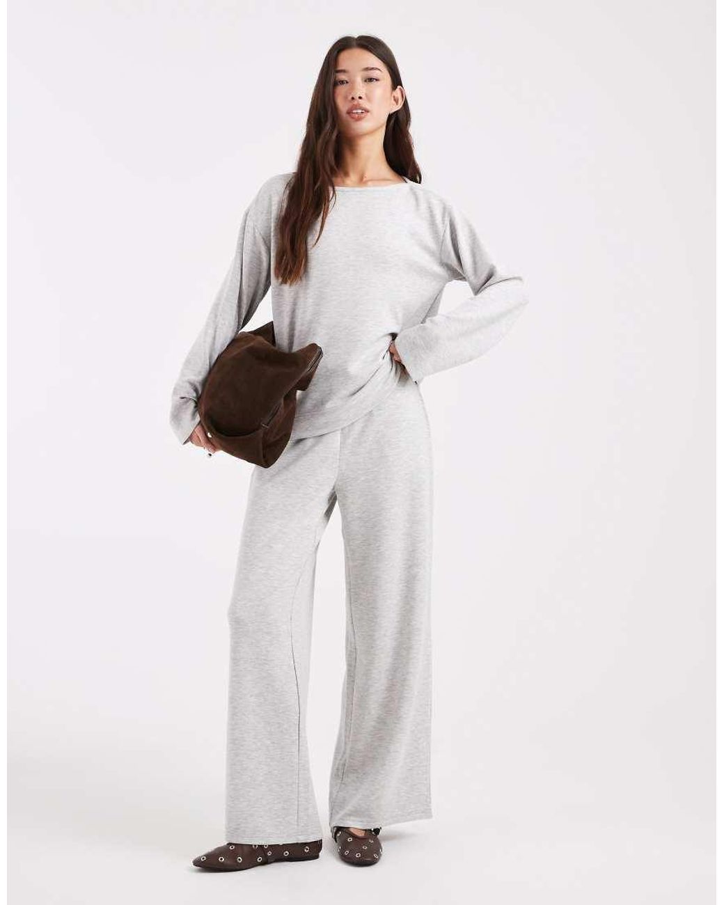 Vero Moda White Soft Jersey Boat Neck Sweatshirt Co-ord