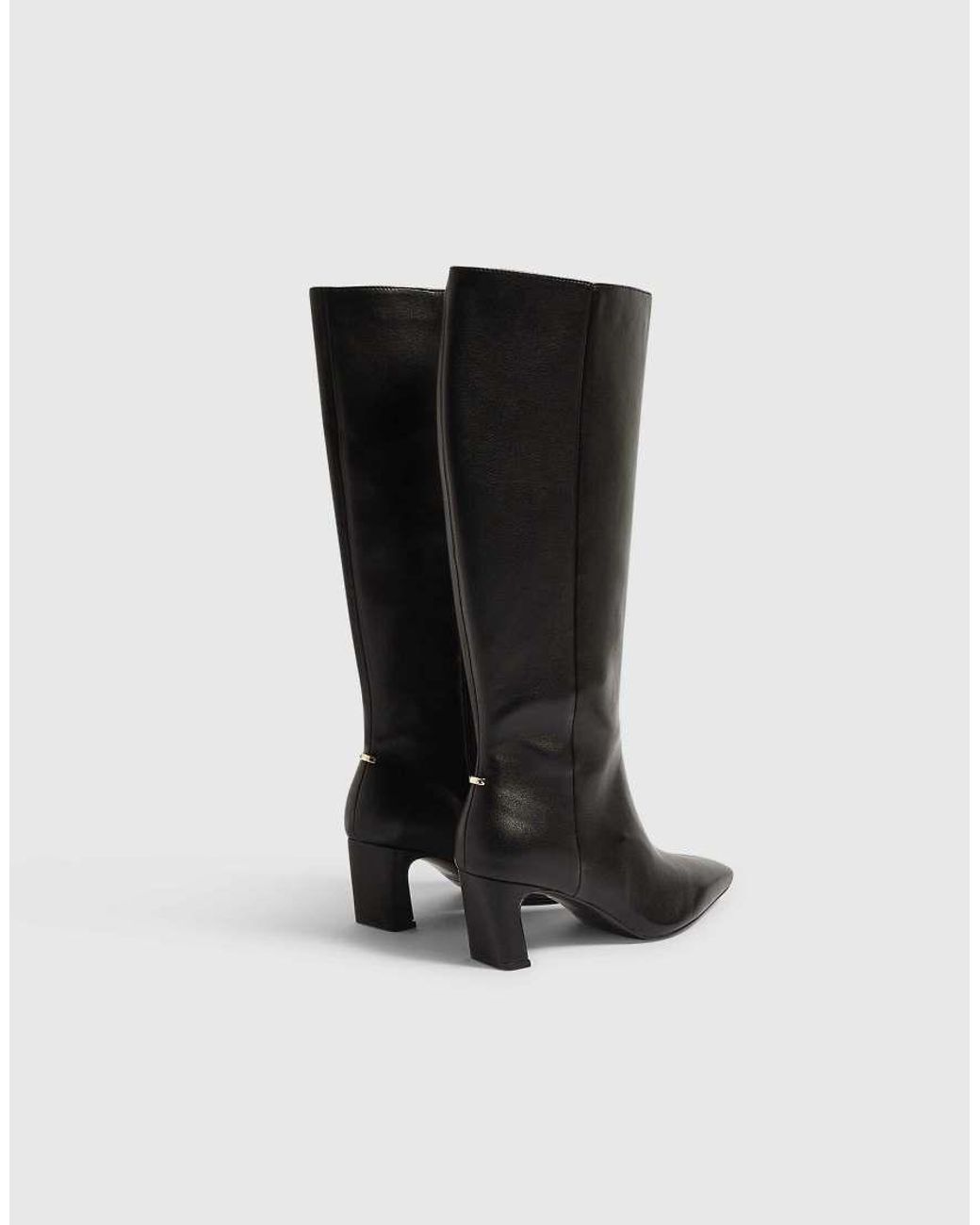River Island Black Chisel Toe High Leg Boots