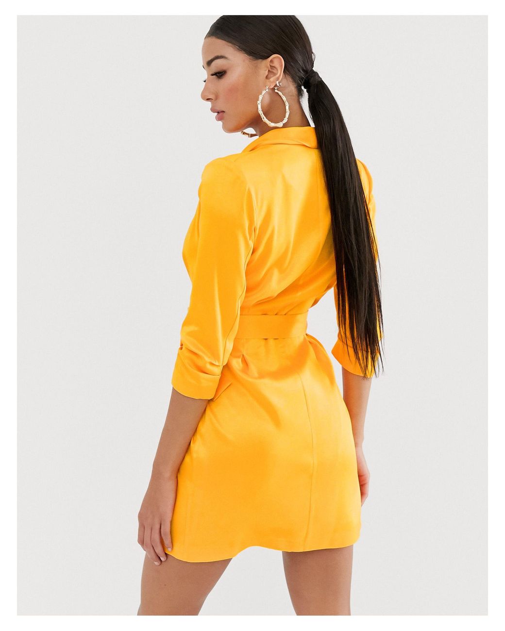 orange belted blazer dress