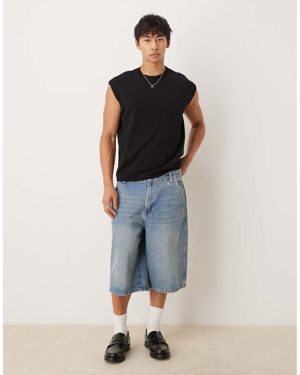 ASOS Black Oversized Knitted Crew Neck Vest for men