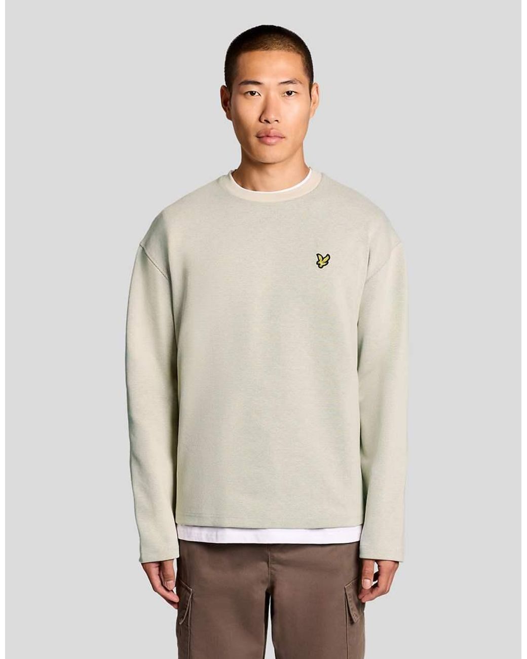 Lyle & Scott Gray Mid Layers Raised Jacquard Crew Neck Sweatshirt for men