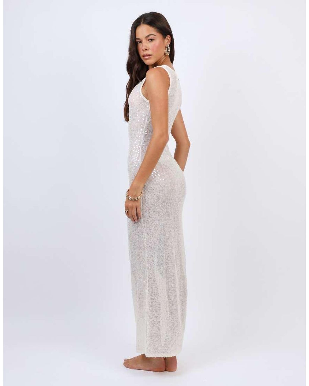 SIMMI White Sheer Sequin Beach Maxi Dress