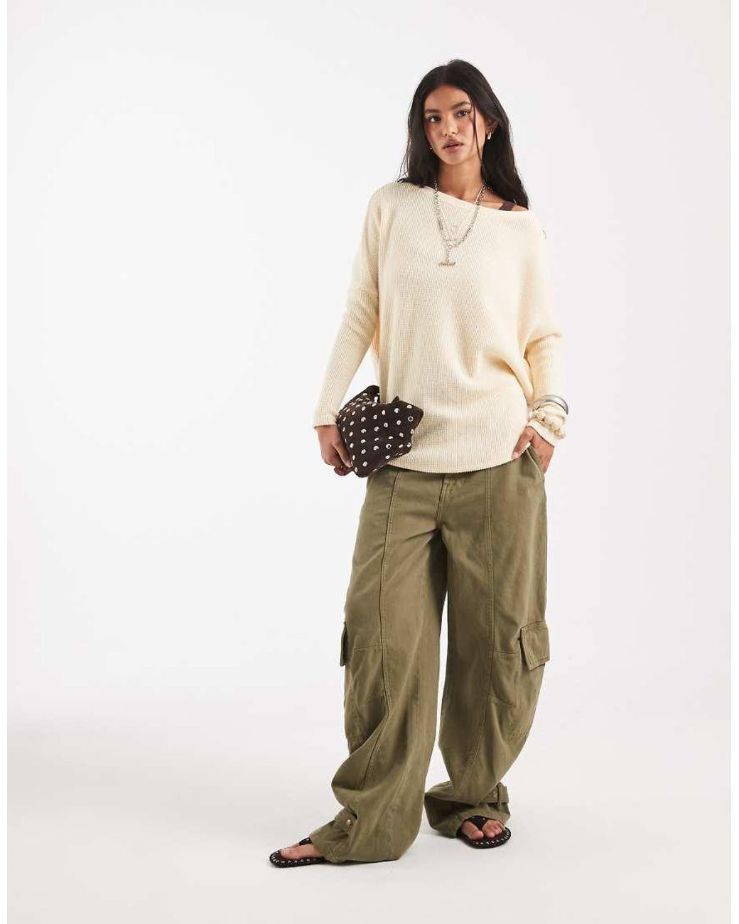 Free People Natural Long Sleeve Thermal Top