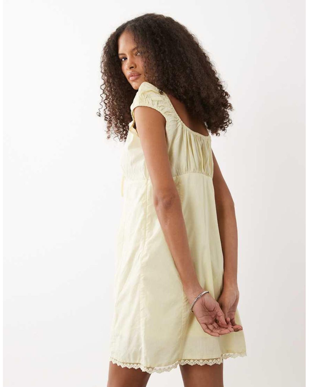 Wednesday's Girl Natural Milkmaid Mini Dress