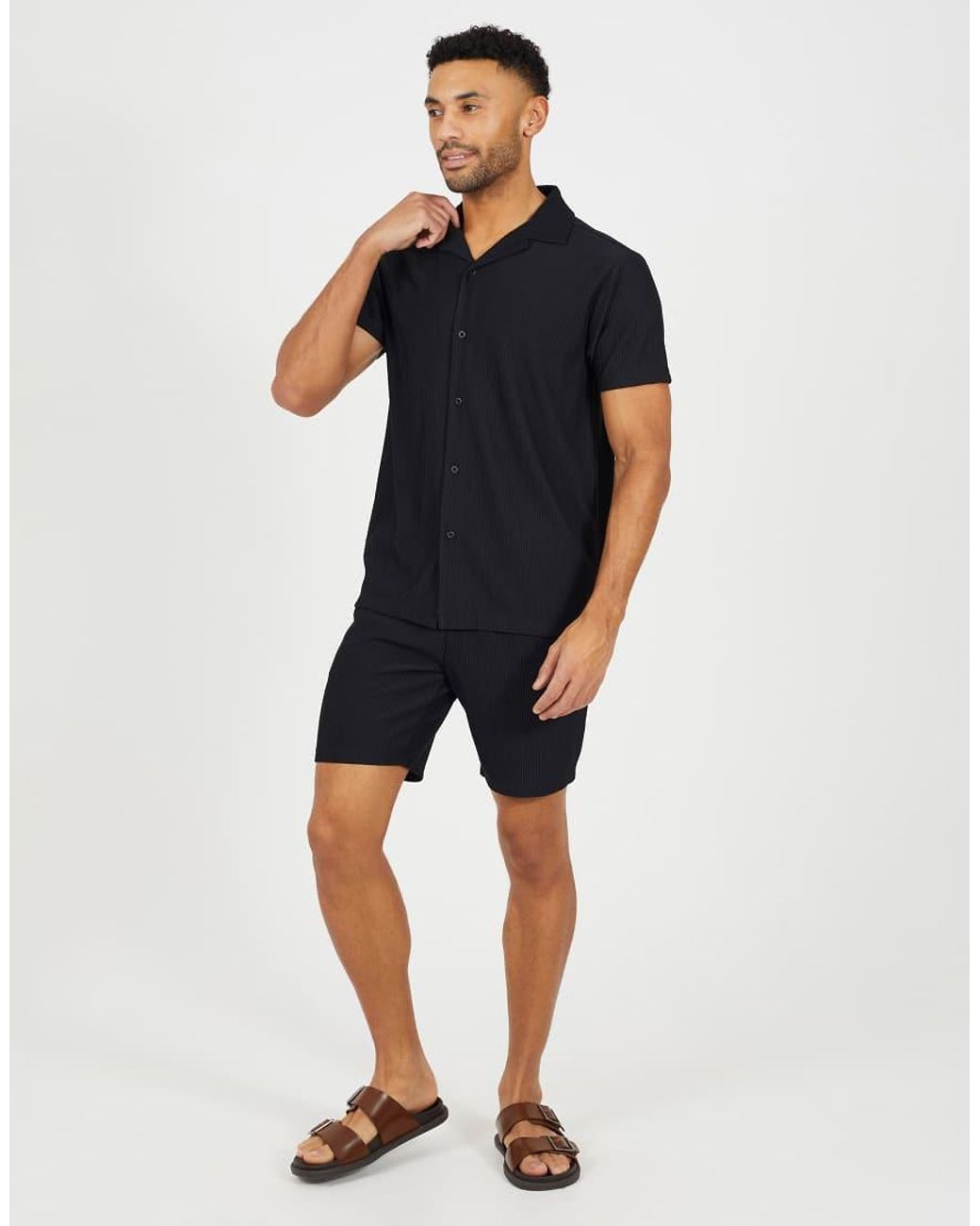 Brave Soul Blue Pleated Shorts for men