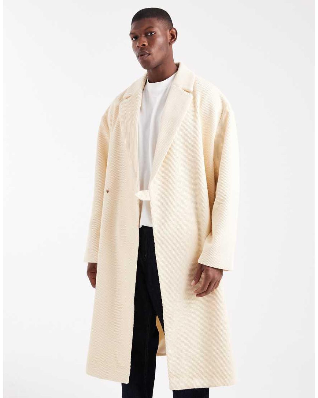 ASOS White Oversized Long Wool Look Overcoat for men