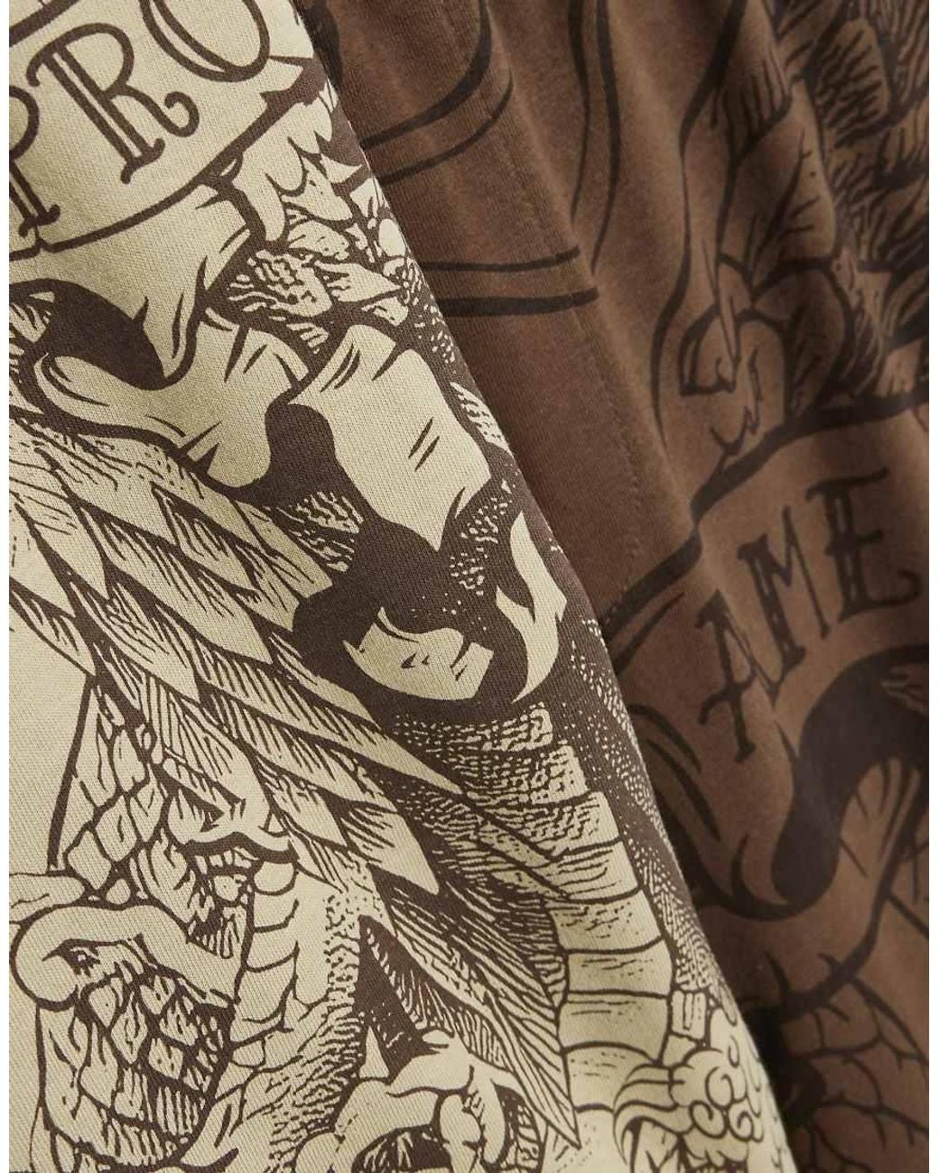 River Island Natural Japanese Print Loungewear Set for men