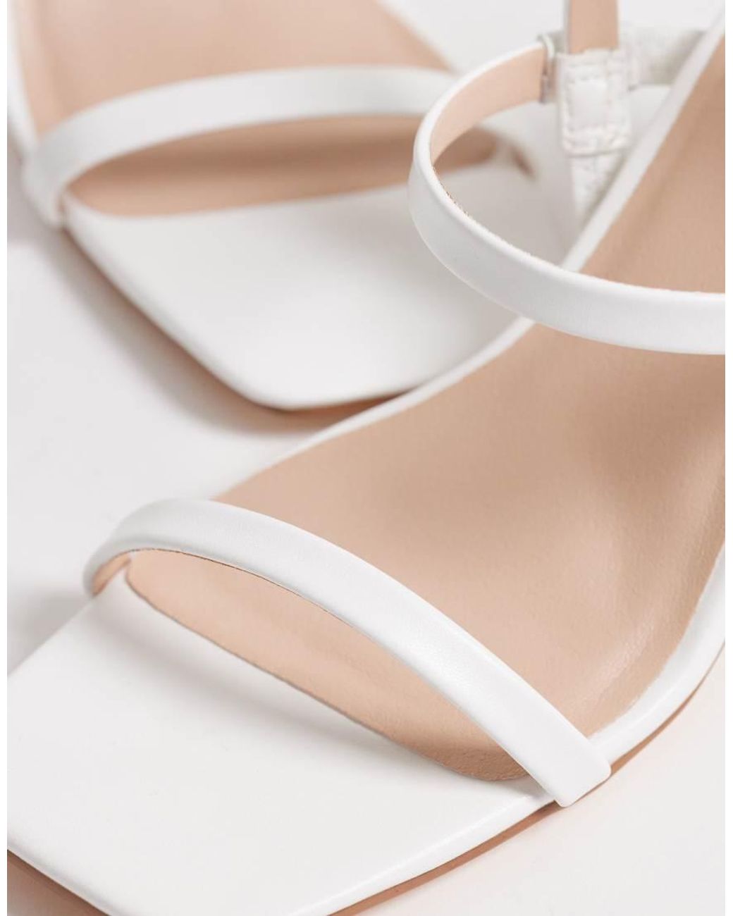 London Rebel Natural Ash Strappy Mid Block Heeled Sandals