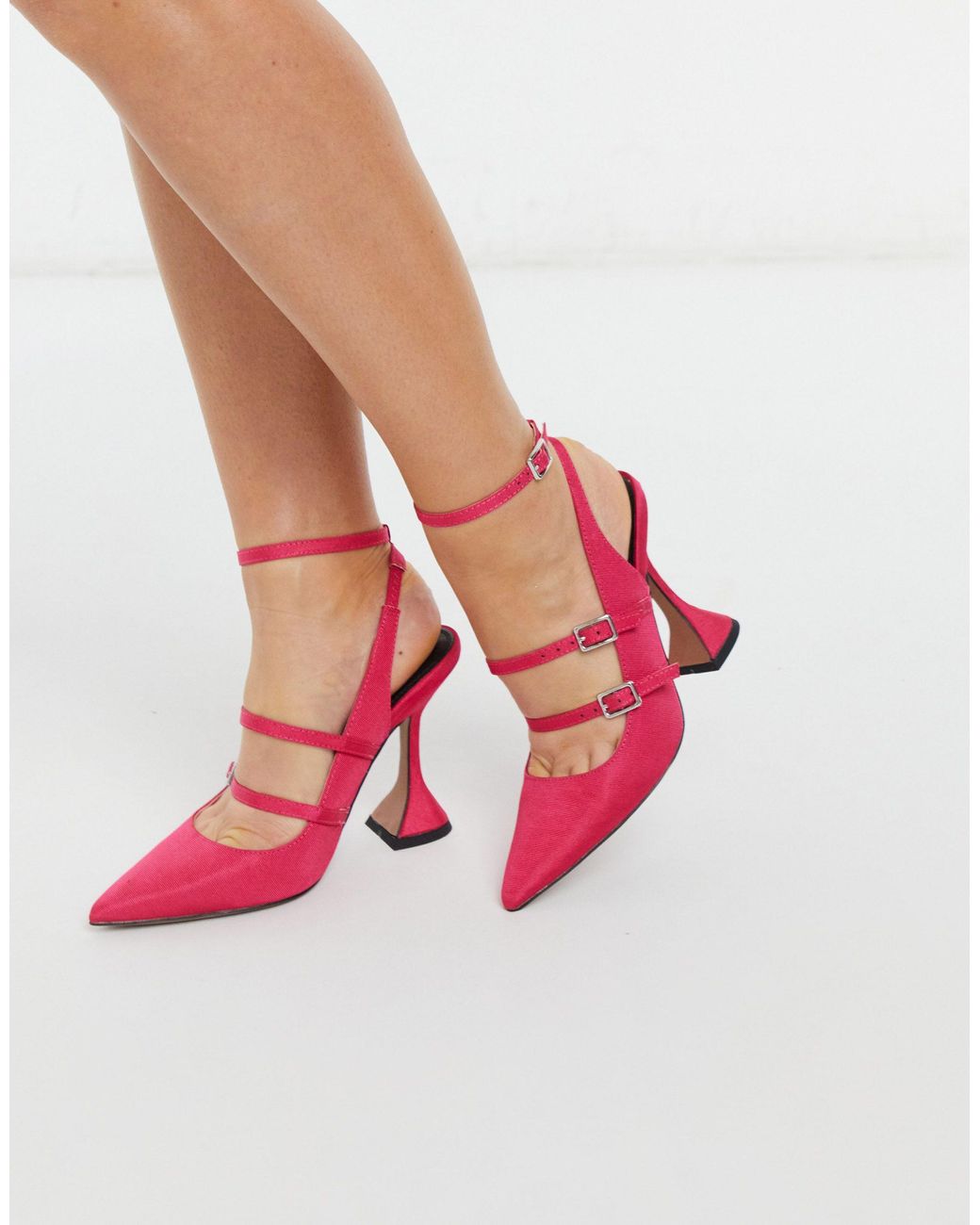 ASOS Parry Multi Buckle High Heeled Shoes in Pink - Lyst