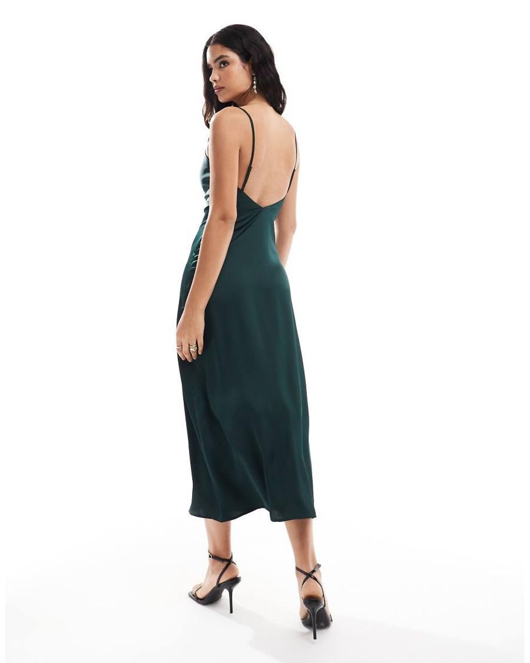 Vila Blue Satin Cowl Neck Cami Maxi Dress