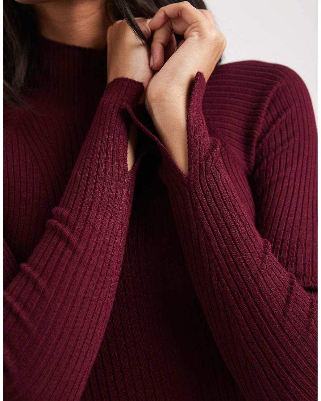 ASOS Purple Knit Fine Gauge Maxi Dress With Rib Detail
