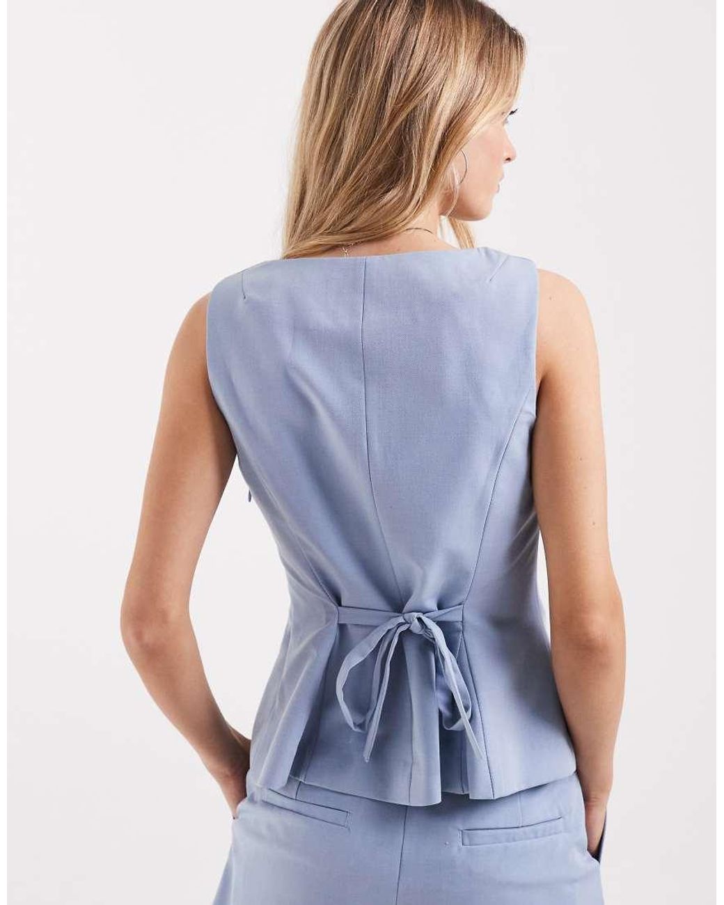 ASOS Blue Tailored Peplum Waistcoat