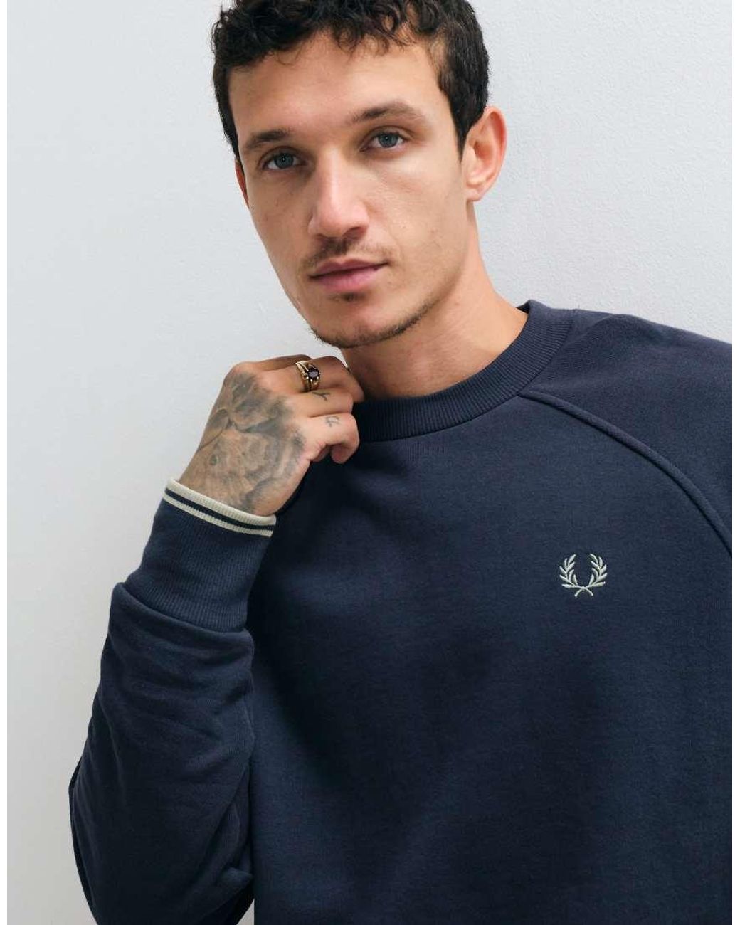 Fred Perry Blue Tipped Crewneck Sweatshirt for men