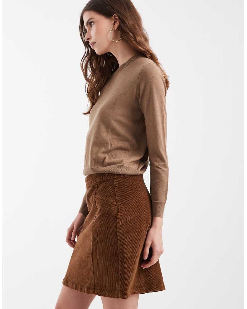 Vero Moda Natural High Rise Corduroy Mini Skirt