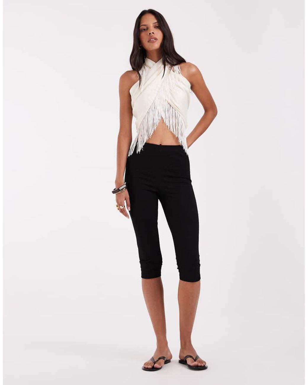 ASOS Black Satin Multiway Scarf Top