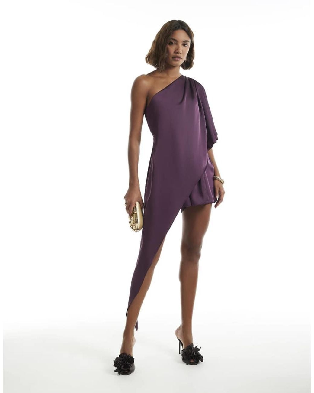 River Island Purple Asymmetrical Cape Playsuit