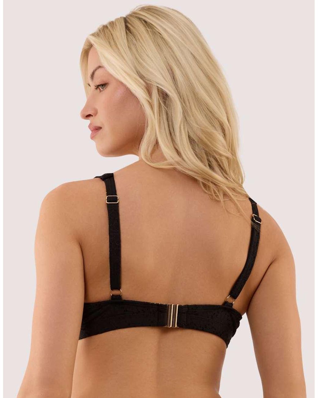 Peek & Beau Black Nikki Broderie Scallop High Apex Bikini Top