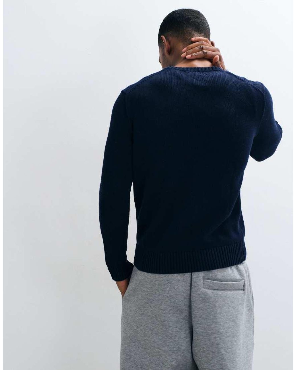 Polo Ralph Lauren Blue Icon Logo Heavyweight Cotton Knit Jumper for men