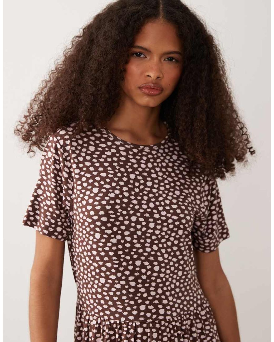 Wednesday's Girl Natural Smudge Spot Midi Dress