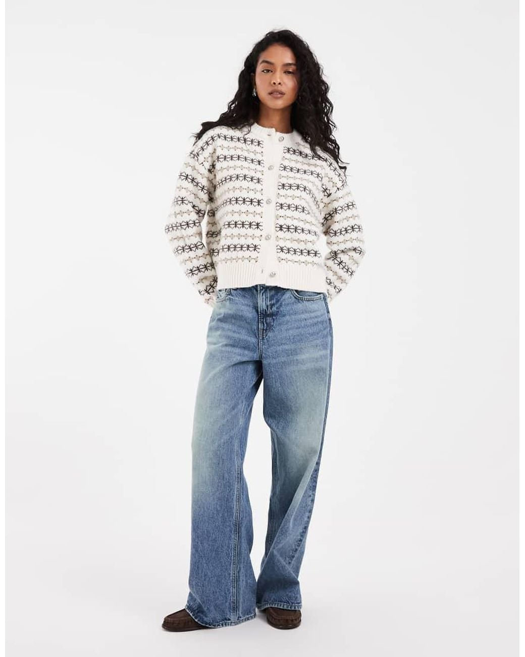 Levi's White Charlotte Knitted Striped Cardigan