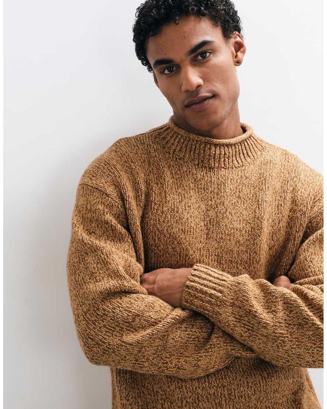 Abercrombie & Fitch Brown Knitted Mockneck Jumper for men