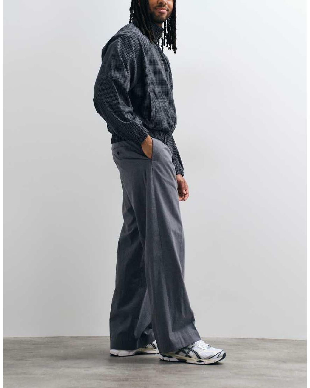 Weekday Blue Tailored Trousers With Front Pleat for men