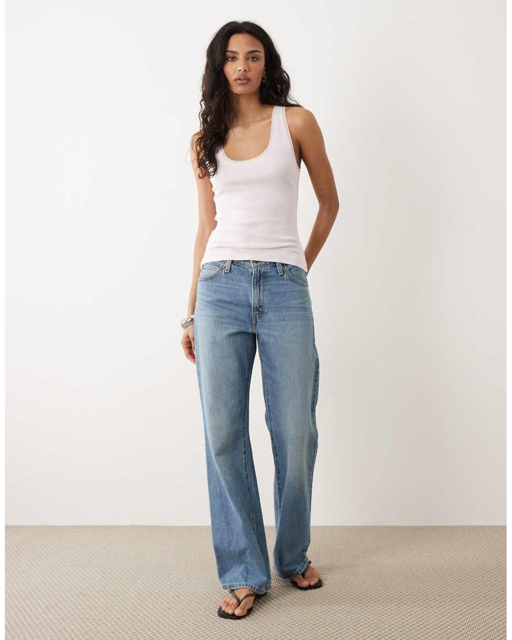 Mango Blue Cotton Rich Scoop Neck Vest