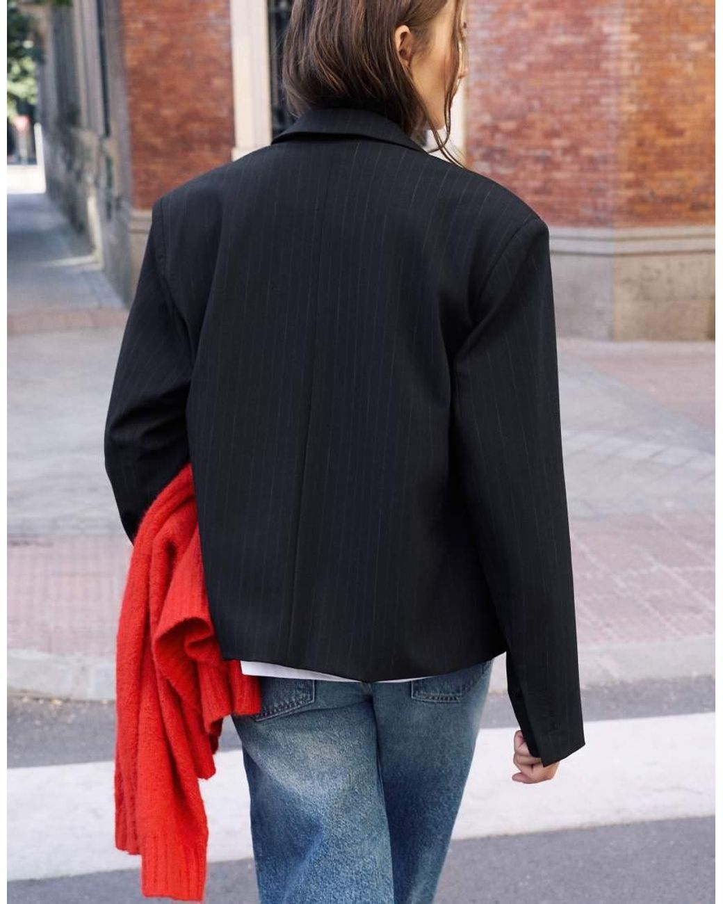 Pull&Bear Blue Boxy Pinstripe Blazer