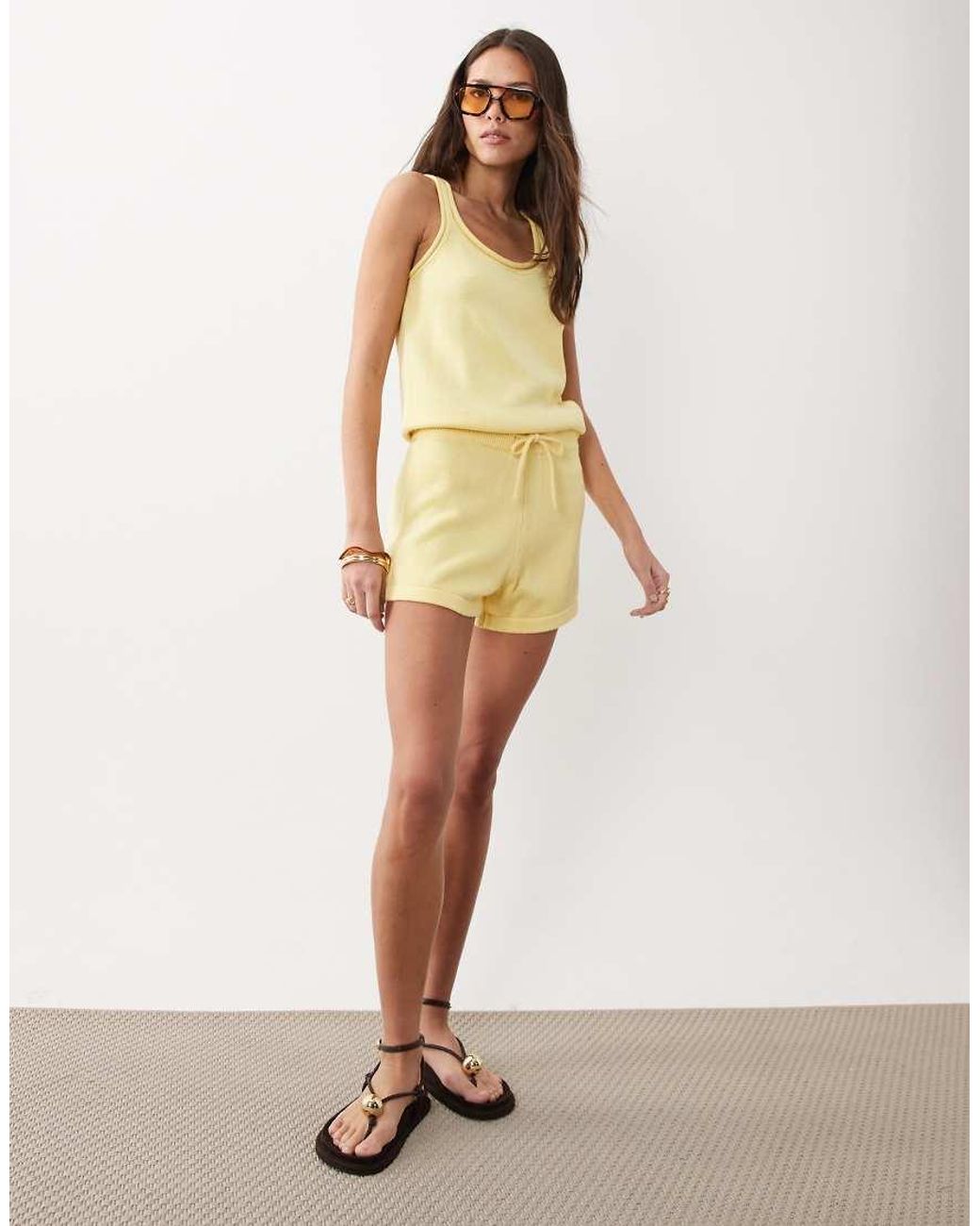 ASOS Yellow Knit Cotton Blend Shorts