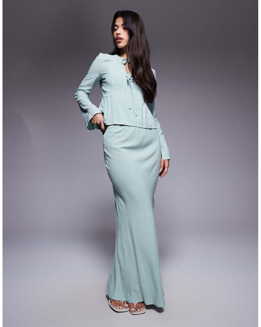 DASKA Blue Linen Blouse Co-ord