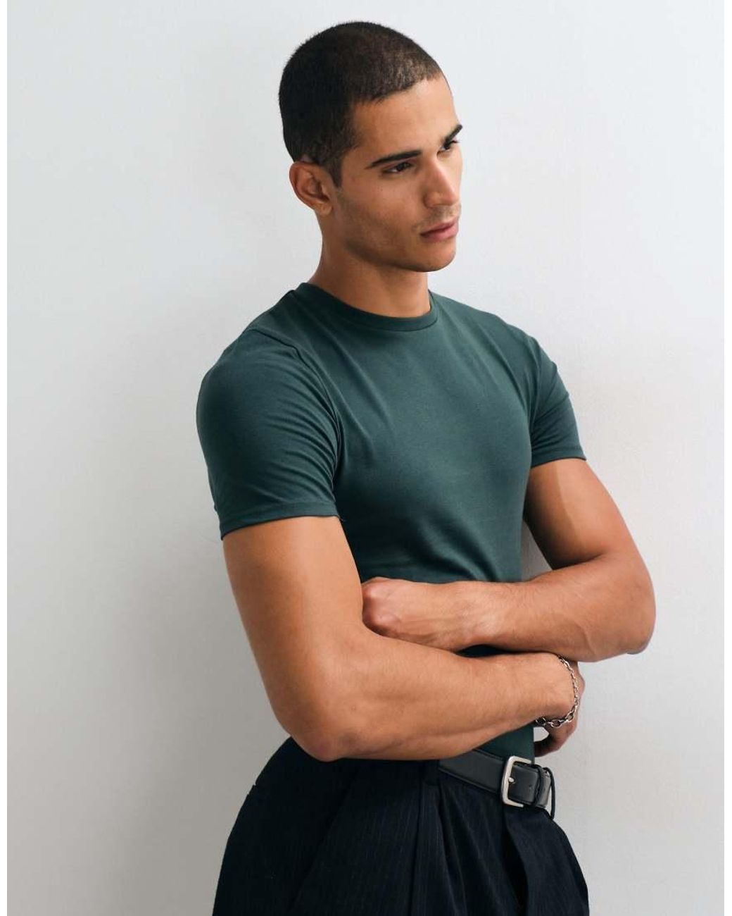 ASOS Green Essentials Muscle Fit T-shirt for men