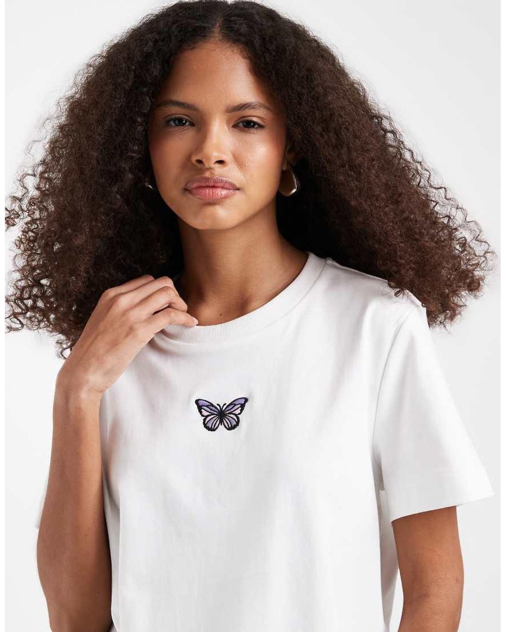 Vero Moda Blue Boxy Tee With Embroidered Graphic