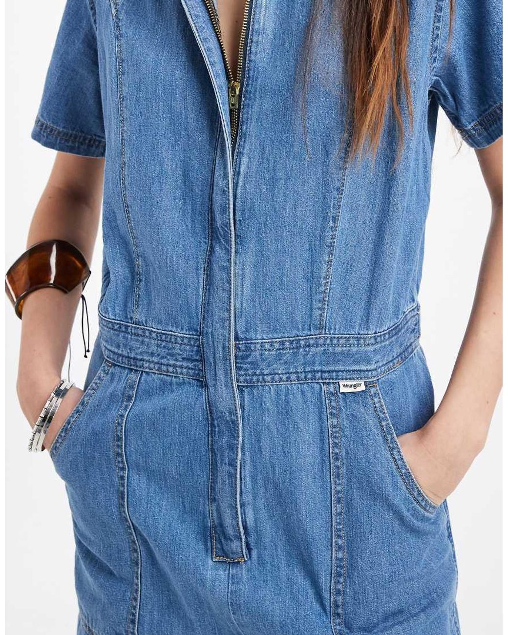 Wrangler Retro Denim Jumpsuit in het Blue