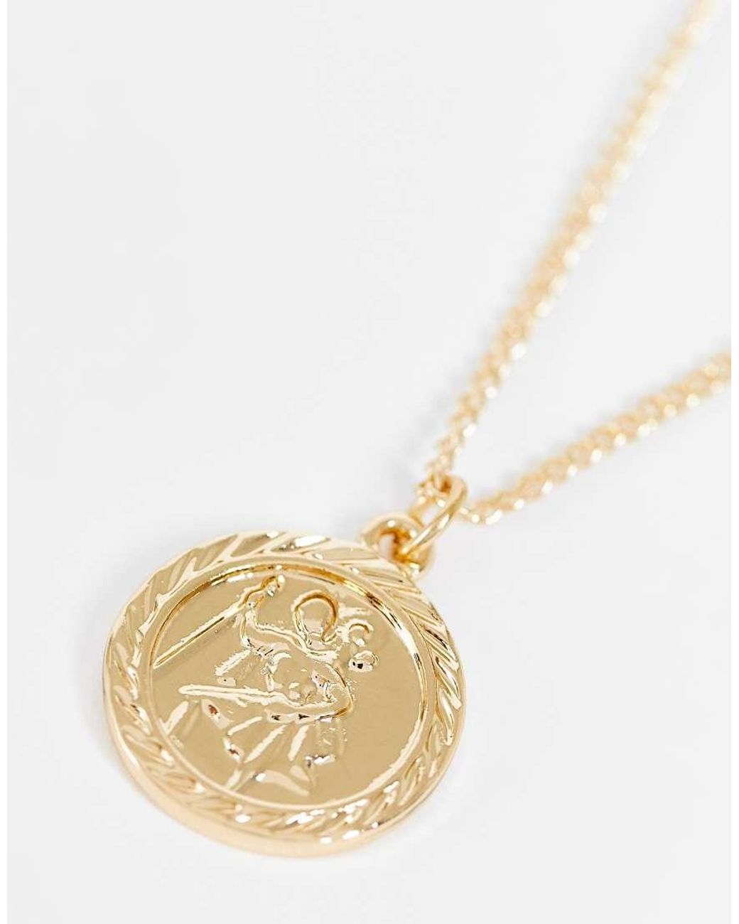 Reclaimed Vintage Metallic Unisex St Christopher Necklace