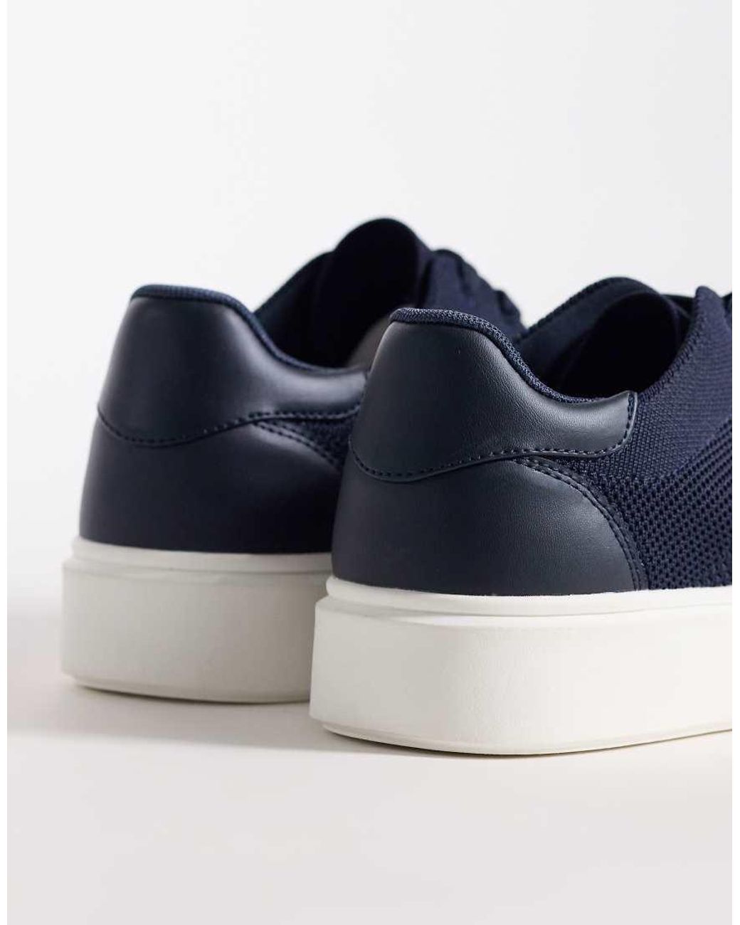 ASOS Blue Knitted Lace Up Trainers With Sole for men