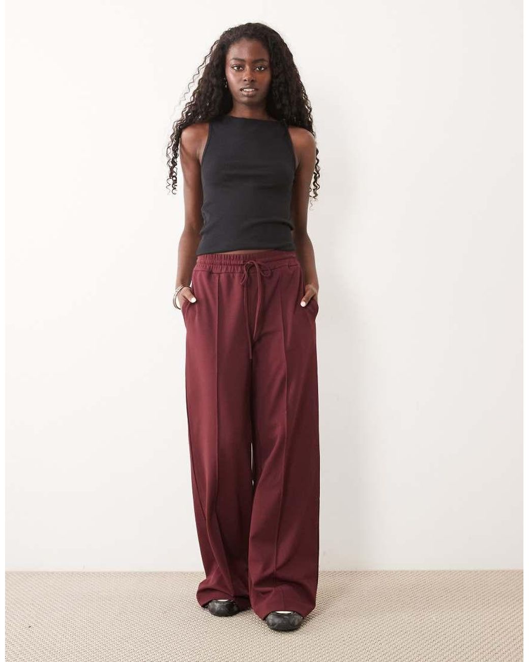 Vila Red Wide Leg Drawstring Trousers