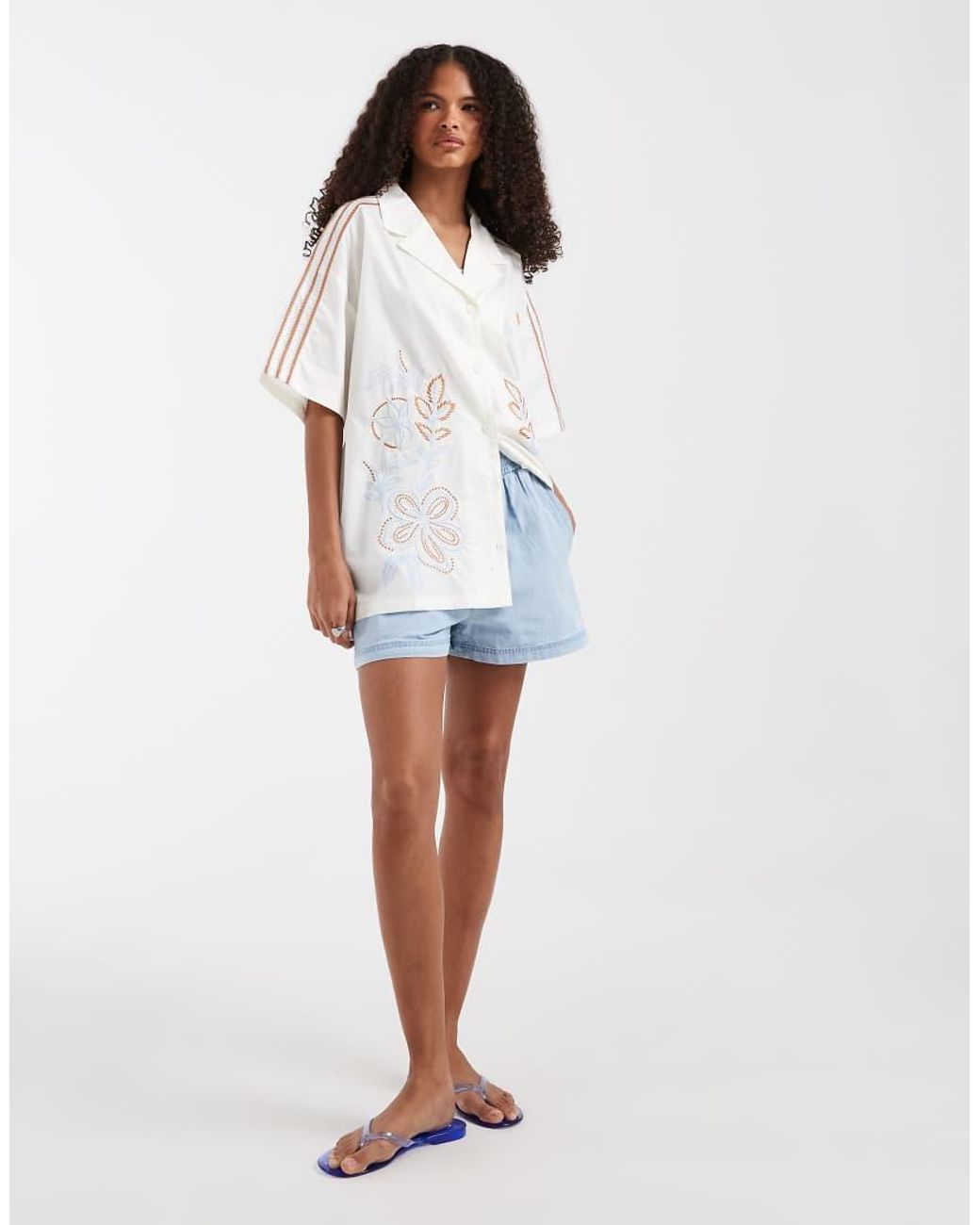 Adidas Originals White Embroidered Resort Shirt