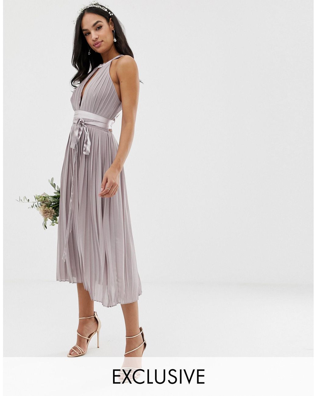 Tfnc pleated midi bridesmaid hot sale dress