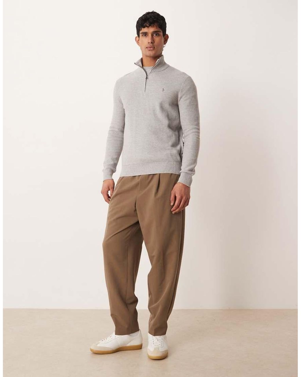 Polo Ralph Lauren Gray Icon Logo Zip Up Jumper for men