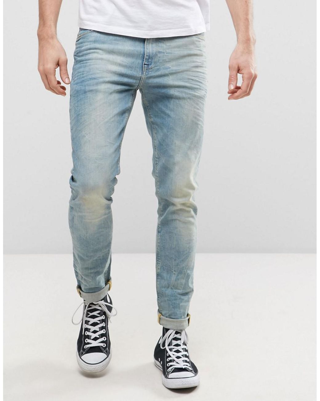 ASOS Denim Skinny Jeans In 12.5oz Bleach Wash Blue for Men - Save 55% ...