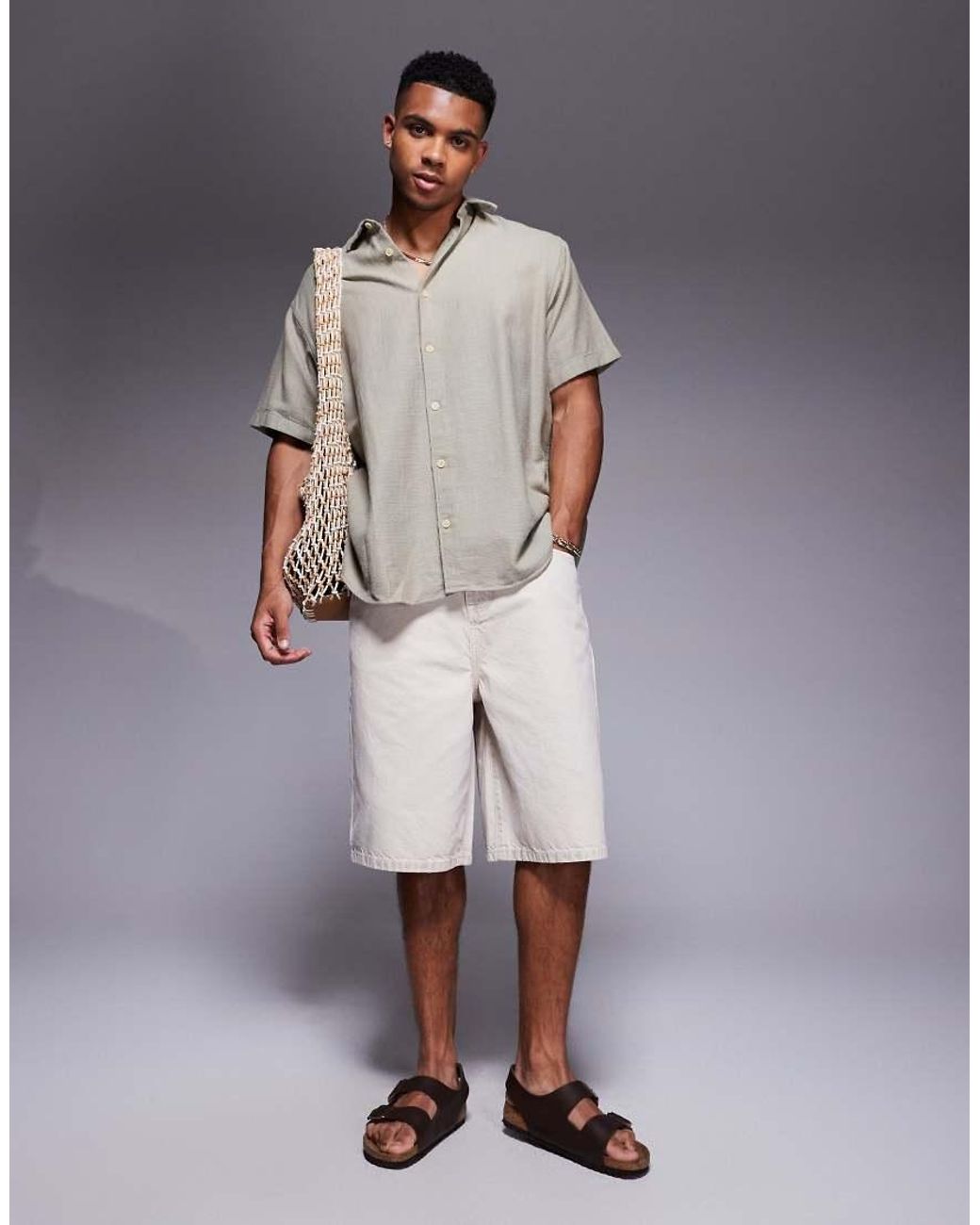 ADPT Gray Oversized Short Sleeve Shirt for men
