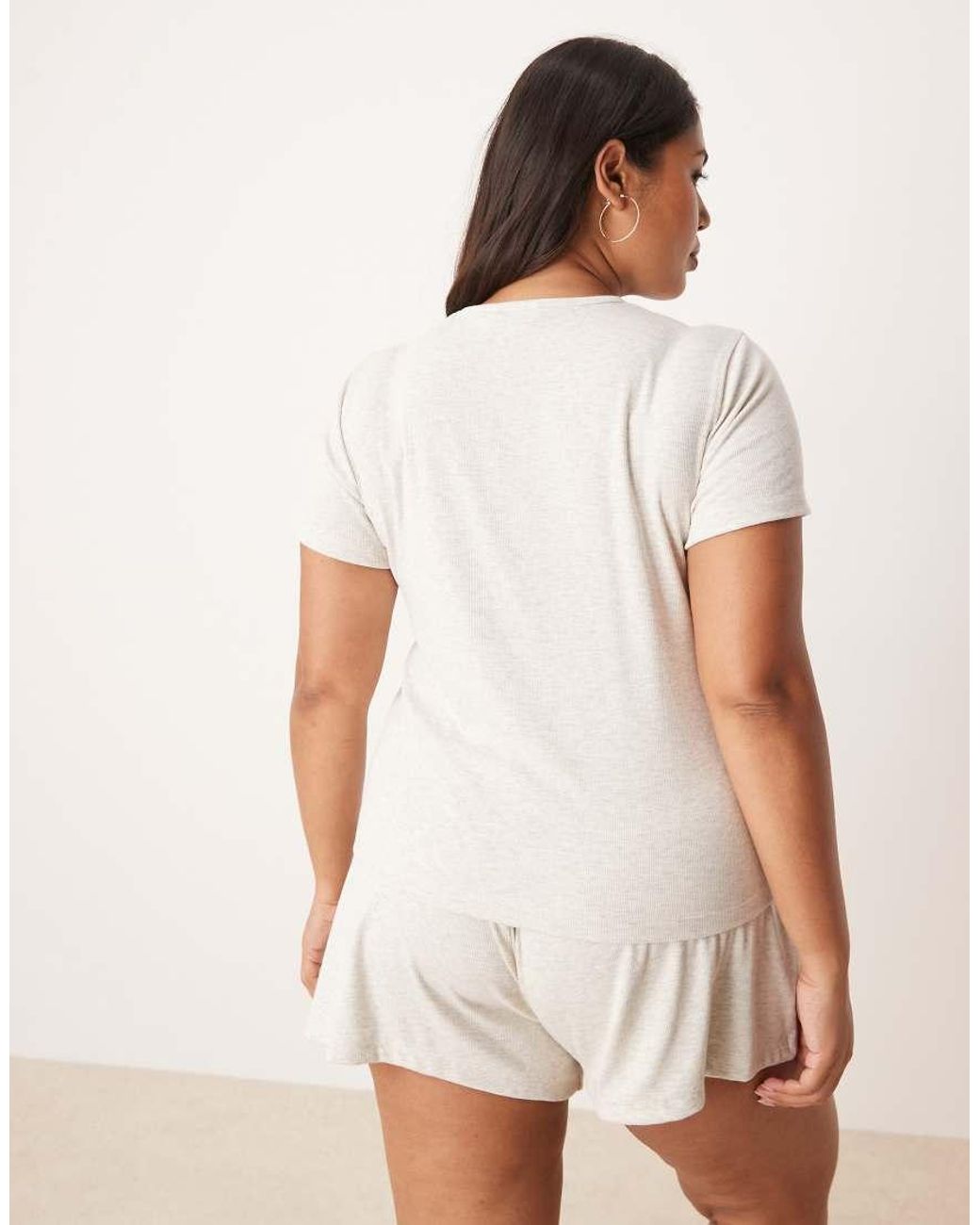 ASOS Multicolor Asos Design Curve Mix & Match Rib Oversized Pyjama Tee With Side Split