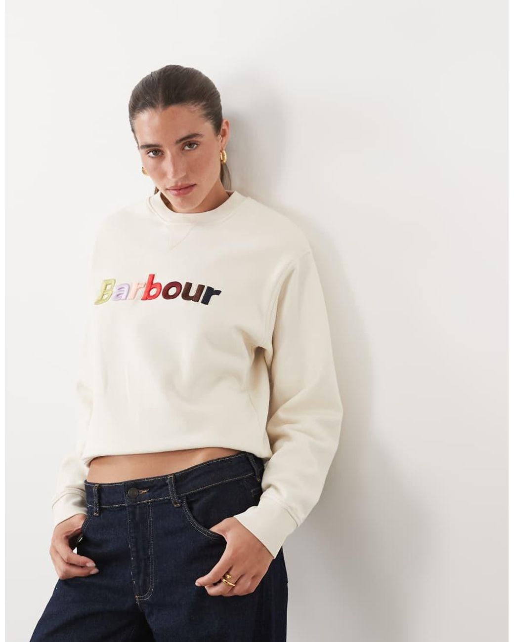 Barbour White Ashdown Logo Sweatshirt