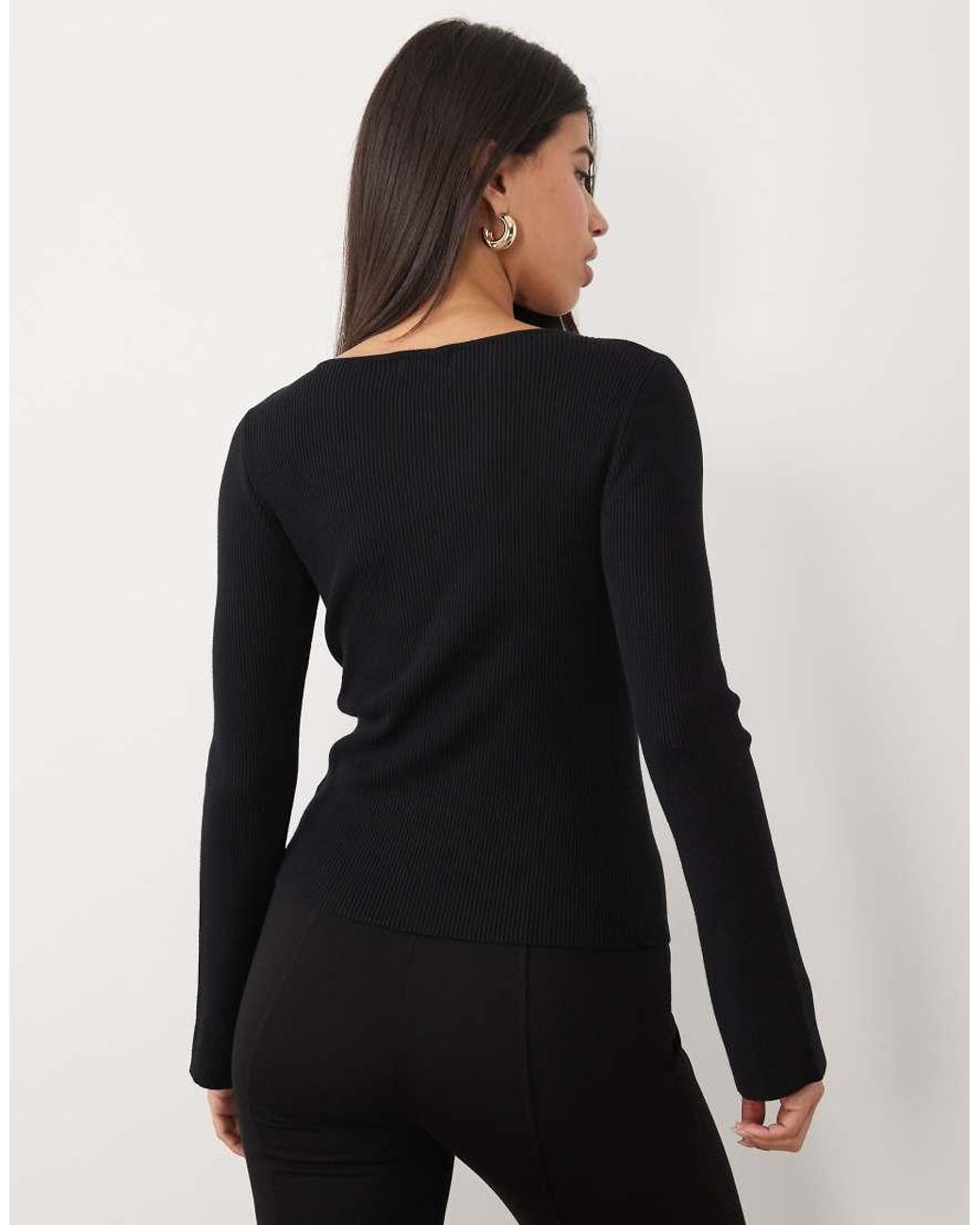 Pretty Lavish Black Fine Knit Button Detail Cardigan
