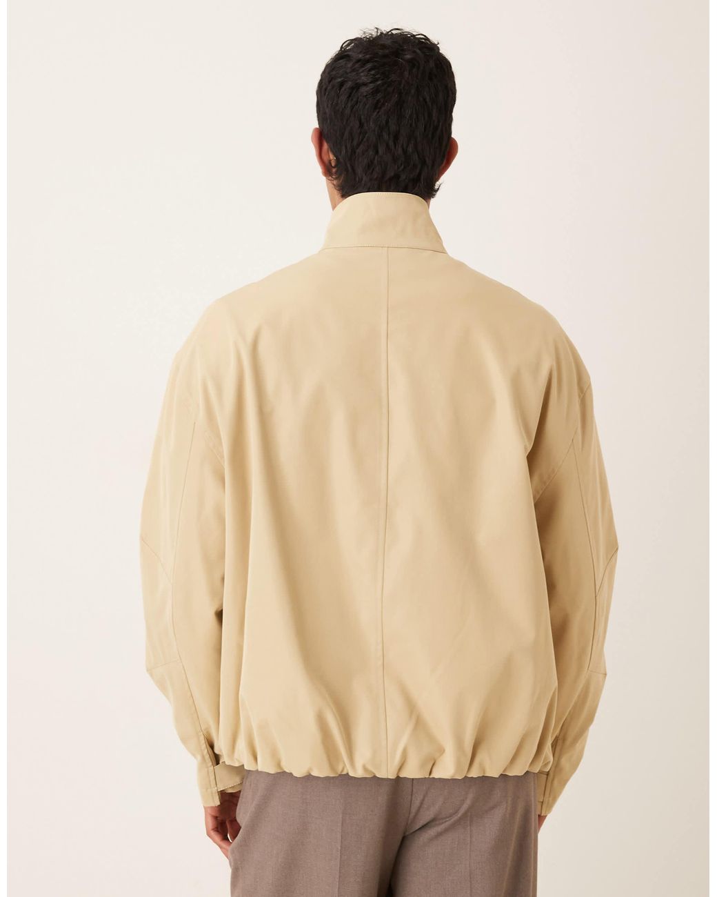 ASOS Natural Oversized Funnel Neck Jacket for men