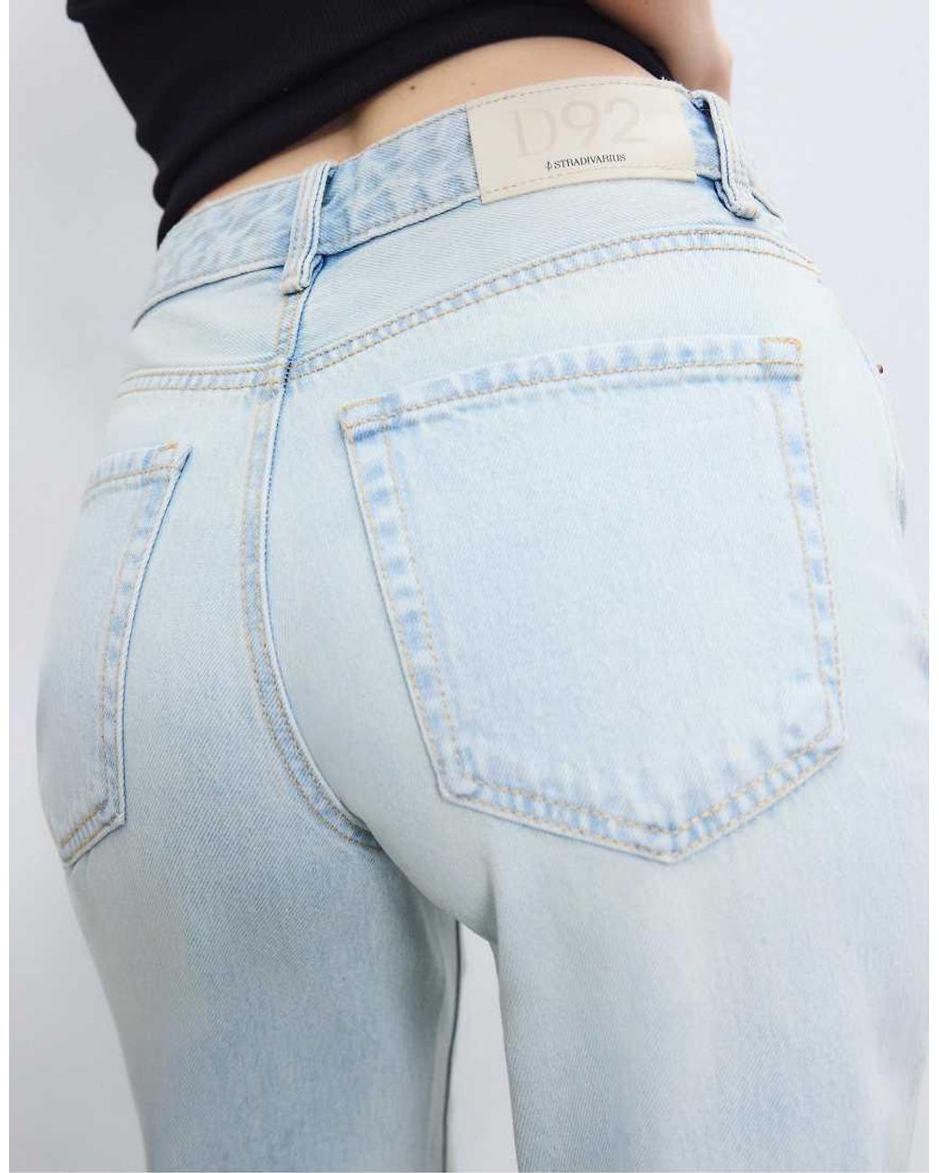 Stradivarius Blue D92 Straight Wide-leg Jeans